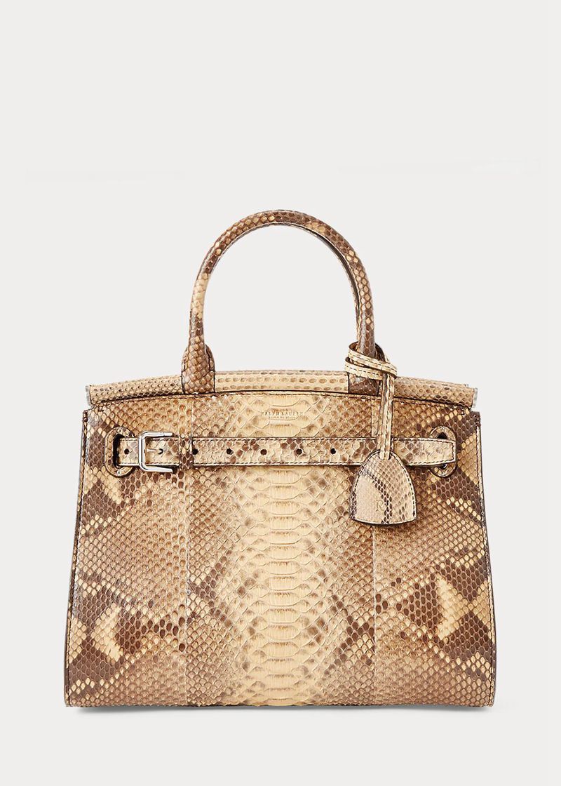 Bolso Ralph Lauren Mujer Python Medium Rl50 Hand Chile Marrones WAOKQ-2534